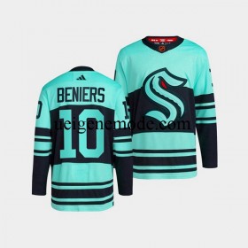 Herren Seattle Kraken Eishockey Trikot Matty Beniers 10 Adidas 2022-2023 Reverse Retro Blau Authentic